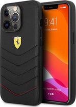 iPhone 13 Pro Backcase hoesje - Ferrari - Effen Zwart - Leer