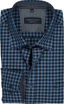 CASA MODA Sport comfort fit overhemd - blauw geruit (contrast) - Strijkvriendelijk - Boordmaat: 53/54