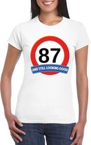 Verkeersbord 87 jaar t-shirt wit dames S