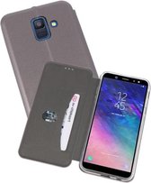 Slim Folio Case - Book Case Telefoonhoesje - Folio Flip Hoesje - Geschikt voor Samsung Galaxy A6 2018 - Grijs