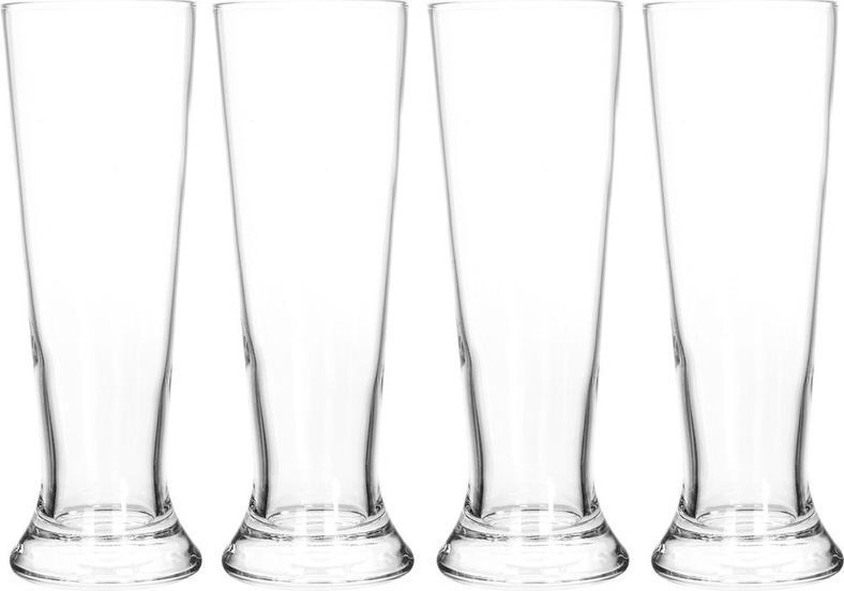 4x Bierglazen smal 370 ml - Glas voor bier 4 stuks - Merkloos