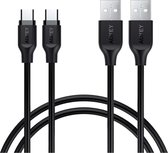 Aukey Premium USB C kabel - 2 USB C naar USB A kabels 1 meter - Zwart