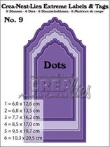 Crealies Crea-nest-lies Extreme labels&tags nummer 9 with dots CNederlands ELT09 / maximaal 102.5 x 205 milimeter