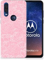 Souple Housse pour Motorola One Vision Coque Téléphone Fleurs Blanches