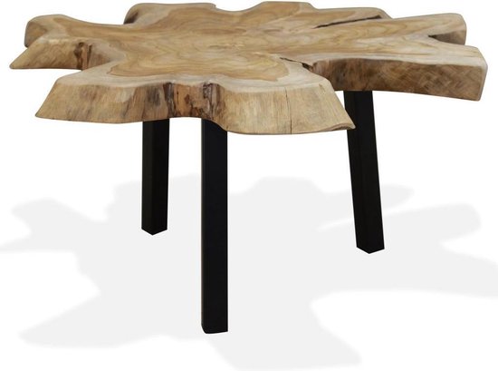 Koffietafel salontafel tafel bijzettafel tafeltje 80x70x38cm boomstam  metaal hout | bol.com