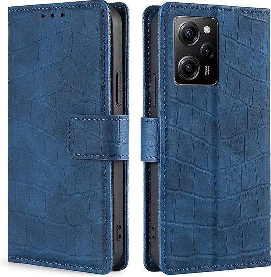 Mobigear Croco Phone Case adapté pour POCO X5 Pro Case Bookcase Wallet - Blauw