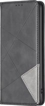 Mobigear Telefoonhoesje geschikt voor Nokia G22 Hoesje | Mobigear Rhombus Slim Bookcase | Pasjeshouder voor 2 Pasjes | Telefoonhoesje voor Pinpas / OV Kaart / Rijbewijs - Zwart