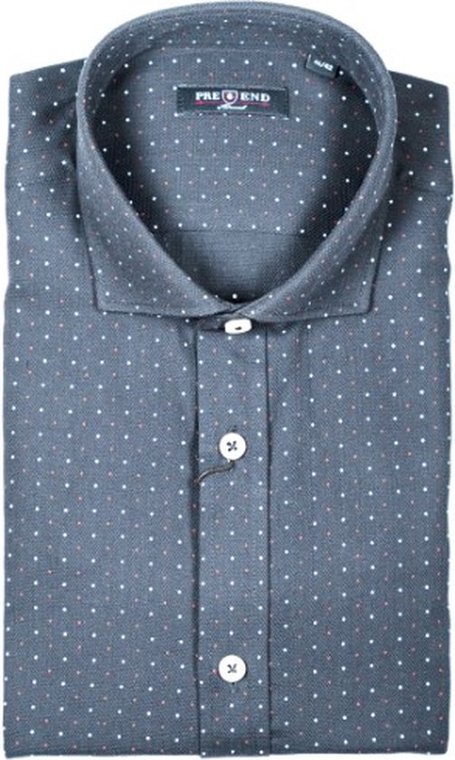 Pre End heren overhemd - heren blouse - lange mouw - 100506 - Gunther - blauwe print - maat XXL