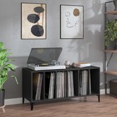 The Living Store Platenkast - Klassiek en praktisch - 100 x 38 x 48 cm - Duurzaam hout - Veel opbergruimte - Stevig blad - Multifunctioneel - Metalen poten - Zwart