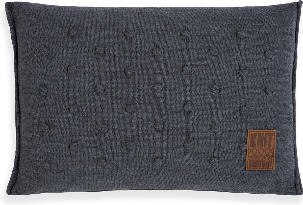 Knit Factory Noa Sierkussen - Antraciet - 60x40 cm - Kussenhoes inclusief kussenvulling