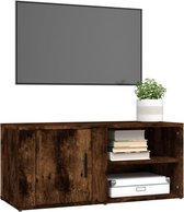 The Living Store TV-meubel - Gerookt eiken - 80x31.5x36cm - Bewerkt hout