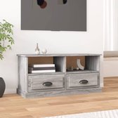 Meuble TV The Living Store - Design Trendy et pratique - Bois traité de manière durable - Espace de rangement suffisant - Plateau robuste - Chêne Sonoma Grijs - 93 x 35,5 x 45 cm