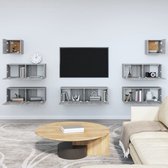 The Living Store Televisiekastenset - Klassiek - TV-meubel - 80x30x30 cm - 100x30x30 cm - 30.5x30x30 cm - Kleur- Grijs Sonoma Eiken