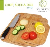 Oliver's Kitchen ® 3x Set Houten Snijplanken - Verschillende Maten Voor Elke Gelegenheid - Mooi Ontwerp, Duurzaam & Slijtvast - 100% Biologische Bamboe Snijplanken - Eenvoudig Schoon Te Maken