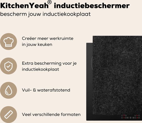 KitchenYeah inductie beschermer 81x52 cm - Zwart - Graniet print - Kookplaataccessoires - Afdekplaat voor kookplaat - Anti slip mat - Keuken decoratie inductieplaat - Inductiebeschermer - Inductiemat natuursteen - Beschermmat voor fornuis