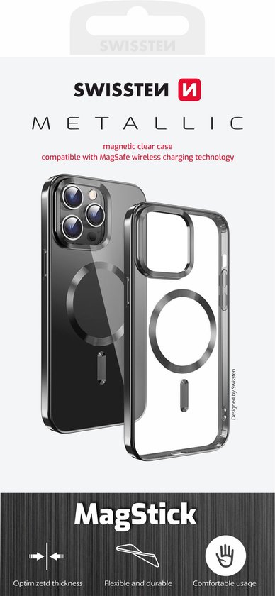 Coque Swissten Apple iPhone 15 Pro avec Anneau Magnétique - Métallique - Transparente