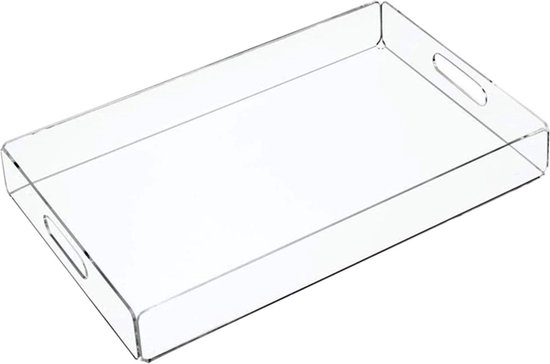 MIKINEE 22 × 22 Inches Glossy Wit Acryl Stevige Dienblad Decoratieve Ottomaanse Salontafel Trays Waterdicht Bed Lade Counter Top Organizer