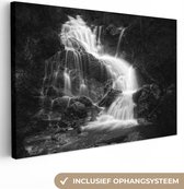 Canvas schilderij - Waterval - Stenen - Natuur - Foto op canvas - Canvasdoek - 120x80 cm - Schilderijen op canvas