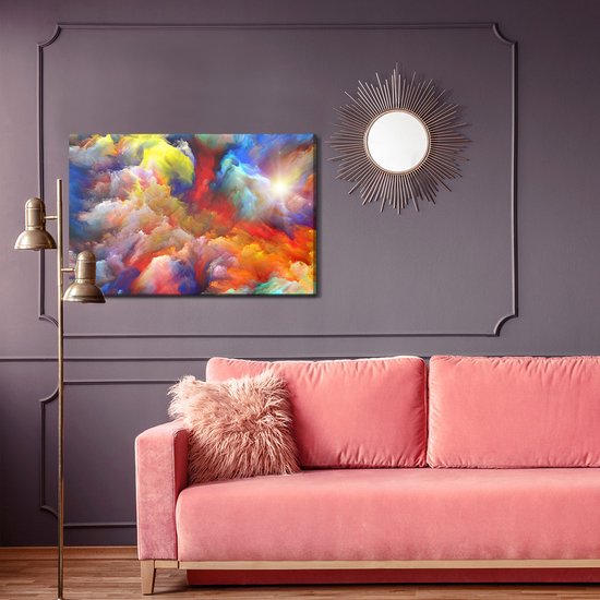 Painting King - Tableau Tableau Abstraction Colorée Et Moderne - 90 x 60 cm