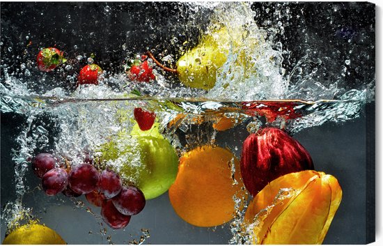 Schilderijkoning - Canvas Schilderij Fruit In Het Water - 100 x 70 cm