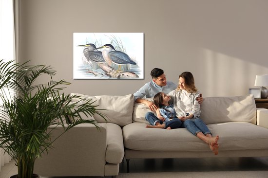 Painting King - Tableau sur toile Vogels au-dessus de l' Water - 90 x 60 cm