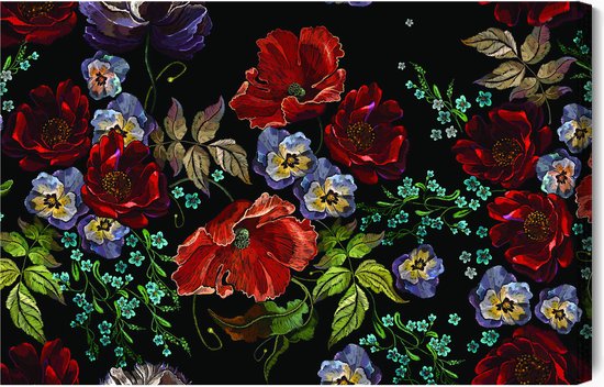 Schilderijkoning - Canvas Schilderij Mooie Gekleurde Bloemen - 30 x 20 cm