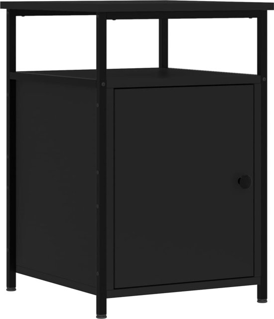 vidaXL - Nachtkastje - 40x42x60 - cm - bewerkt - hout - zwart