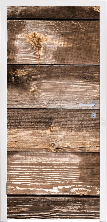 Sticker de porte Vintage - Bois - Planches - Marron - 85x205 cm - Poster de porte
