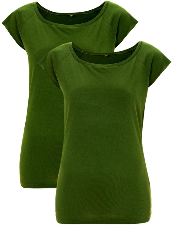 Bamboebaas bamboe t-shirt dames 2-pack - Groen - XL