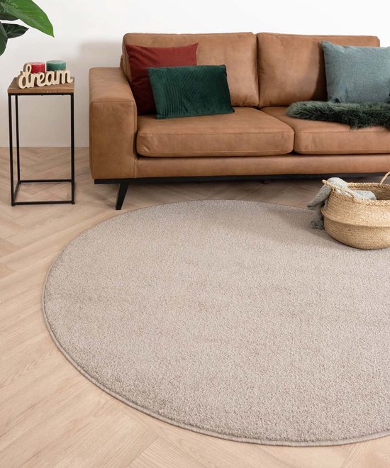 Rond vloerkleed Fine - beige 200 cm rond