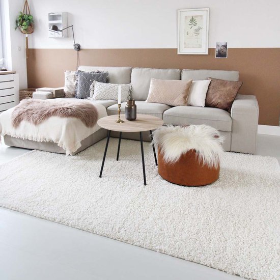 Hoogpolige loper shaggy Trend effen - crème 80x250 cm
