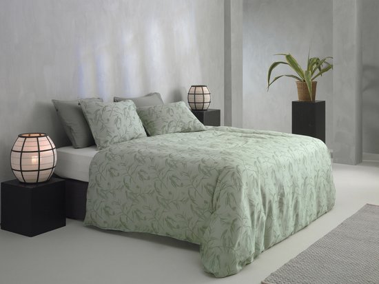 Zohome Dekbedovertrek Fiori-di-Satinado - Abstract Bedlinnen - 140x220 - Groen - Dekbedhoes van 100% Katoen-Satijn van Merkloos — afbeelding 4