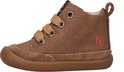 Bruine leren veterschoen met suède neus, bruine veters en Shoesme logo op de zijkant.