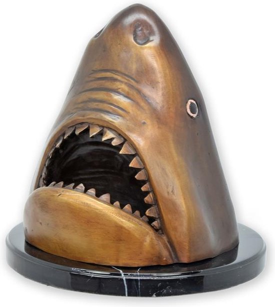 Brons beeld - haaienhoofd - sculptuur - 36 cm hoog
