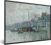 Fotolijst incl. Poster - Zaandam the dike - Schilderij van Claude Monet - 80x60 cm - Posterlijst
