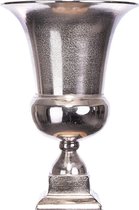 Decoratieve vaas van aluminium | 32,0 cm hoog (opening: 24 cm) | beker | zilver