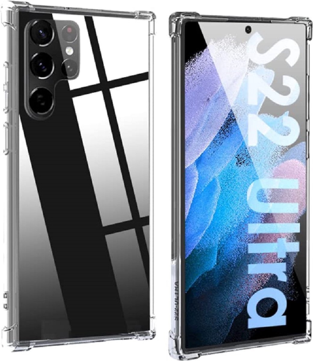 LuxeBass Hoesje geschikt voor Samsung Galaxy S22 ULTRA - AntiShock- TPU - Transparant