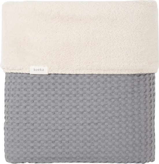 Koeka Oslo Deken Wieg - 75x100cm - teddy - grijs - off white