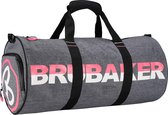 BRUBAKER Unisex Duffel Bag sporttas 27 l - waterafstotend - schoenenvak + nat vak + afneembare schouderriem - 54 cm x 25 cm Ø - antraciet grijs gemêleerd/roze