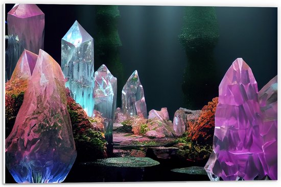 PVC Schuimplaat- Kleurrijke Kristallen Verzameling - 60x40 cm Foto op PVC Schuimplaat