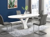 Uittrekbare eettafel - 6 à 8 personen - Mdf en roestvrij metaal - Witgelakt - TALARA L 200 cm x H 76 cm x D 95 cm