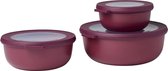 Multi Bowl Cirqula Multischalenset 3-delig plat en rond – inhoud: 350, 750 1250 ml – onbreekbaar materiaal lekvrij – geschikt voor Diepvriesbestendig, Vaatwasserbestendig, en voor magnetron - Nordic berry