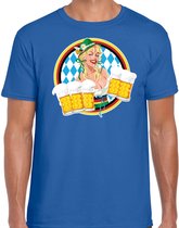 Bellatio Decorations Oktoberfest verkleed t-shirt voor heren - Duits bierfeest kleding - blauw S