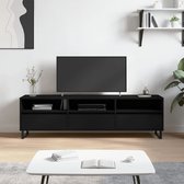 Meuble TV The Living Store - noir - 150 x 30 x 44,5 cm - espace de rangement - finition bois et fer