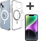 iMoshion Coque MagSafe iPhone 14 et protecteur d'écran en Glas trempé - Coque Air MagSafe robuste avec protecteur d'écran - Transparent