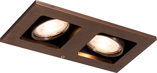 QAZQA qure - Moderne Inbouwspot - 2 lichts - L 19 cm - Brons - Woonkamer | Slaapkamer | Keuken