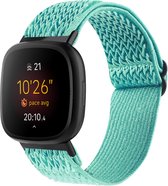 By Qubix geschikt voor Fitbit Versa 3 - Fitbit Versa 4 - Fitbit Sense 1 - Fitbit Sense 2 Nylon loop bandje - Mintgroen Smartwatchbandje bandje Armband Polsband Strap Band Watchband