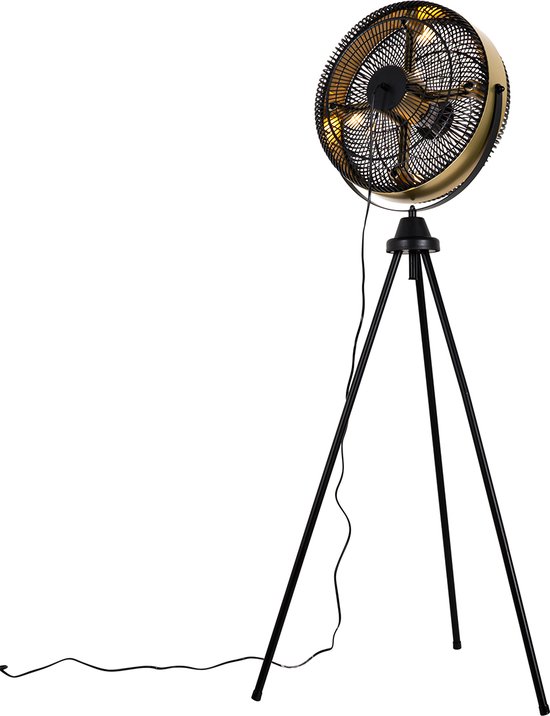 QAZQA kim - Vloerlamp | Staande Lamp - 4 lichts - Ø 68 cm - Zwart Goud - Woonkamer | Slaapkamer | Keuken