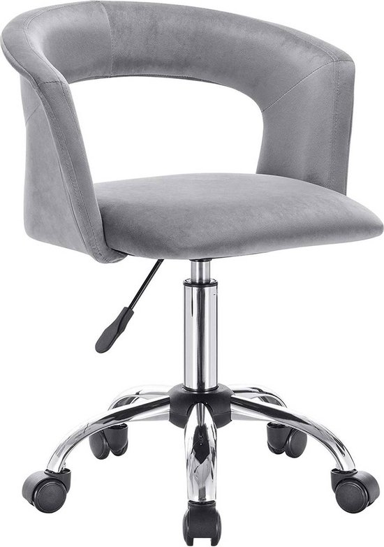 Bureaustoel op wielen Arian - Velvet - Voor volwassenen - Lichtgrijs - Ergonomische bureaustoel - In hoogte verstelbaar