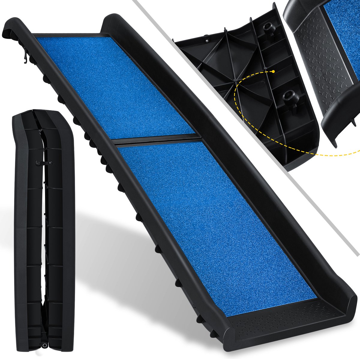 KESSER® Hondenhelling / Loopplank / Hondenoprijplaat hondentrap hond auto oprijplaat opvouwbaar voor huisdieren instaphulp voor kofferbak, tot 90 kg, 156x40cm, licht stabiel, antislip hondentrap - Blauw